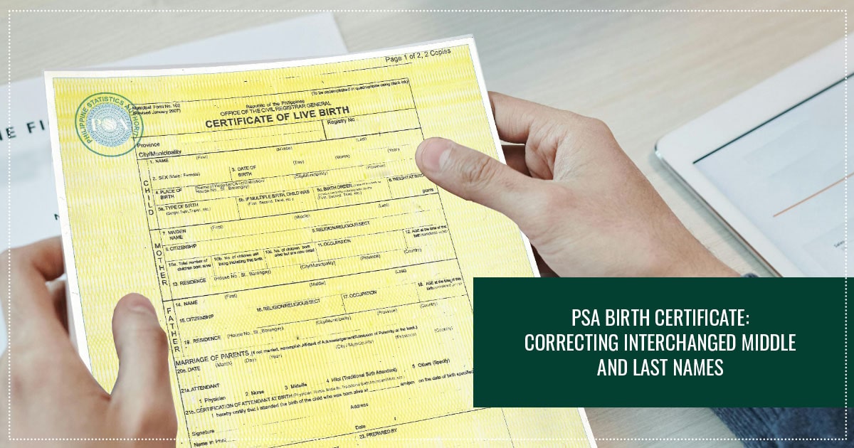 Correcting switched middle and last names on a birth certificate